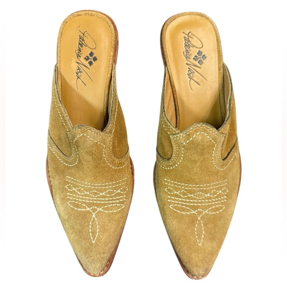 Patricia Nash Suede Nib Batista Women's Tan Cowboy Mules Size 7 - Picture 1 of 9